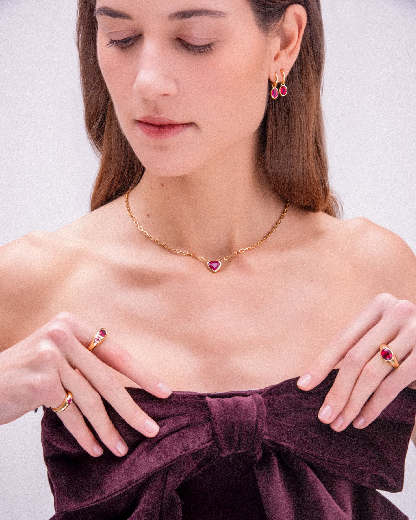 RUBELLITE GEM HOOPS